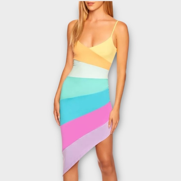 Susana Monaco Dresses & Skirts - Susana Monaco Rainbow Asymmetric String Dress